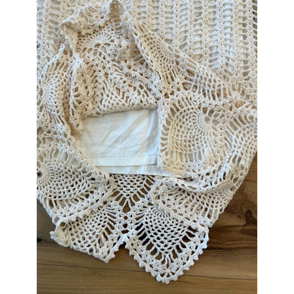 Caslon Crochet Lace Midi Skirt Womens M Ivory‎ Boho Lined Scallop Hem - Picture 6 of 6